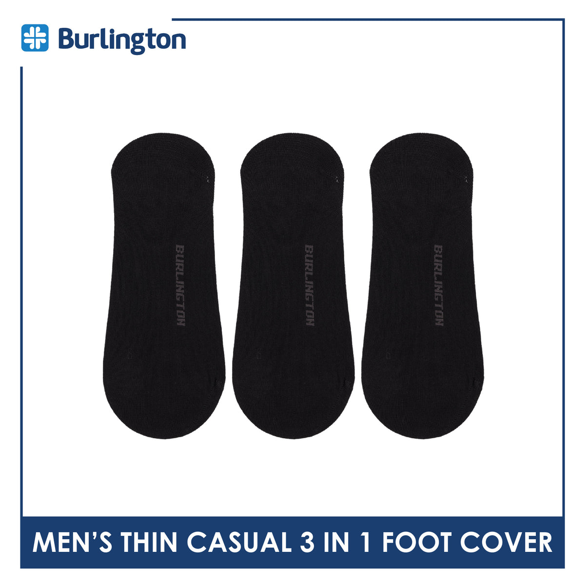 Burlington Men's Cotton Lite Thin Casual No Show Socks 3 pairs in a pack BMFCCG3
