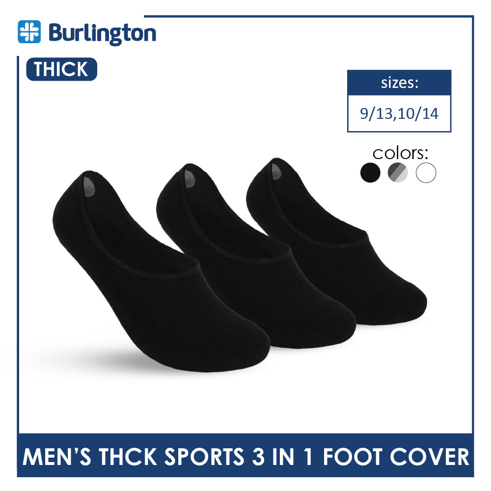 Burlington Men's Cotton Thick Sports Anti Slip Foot Cover 3 pairs in 1 pack BMFCSG2