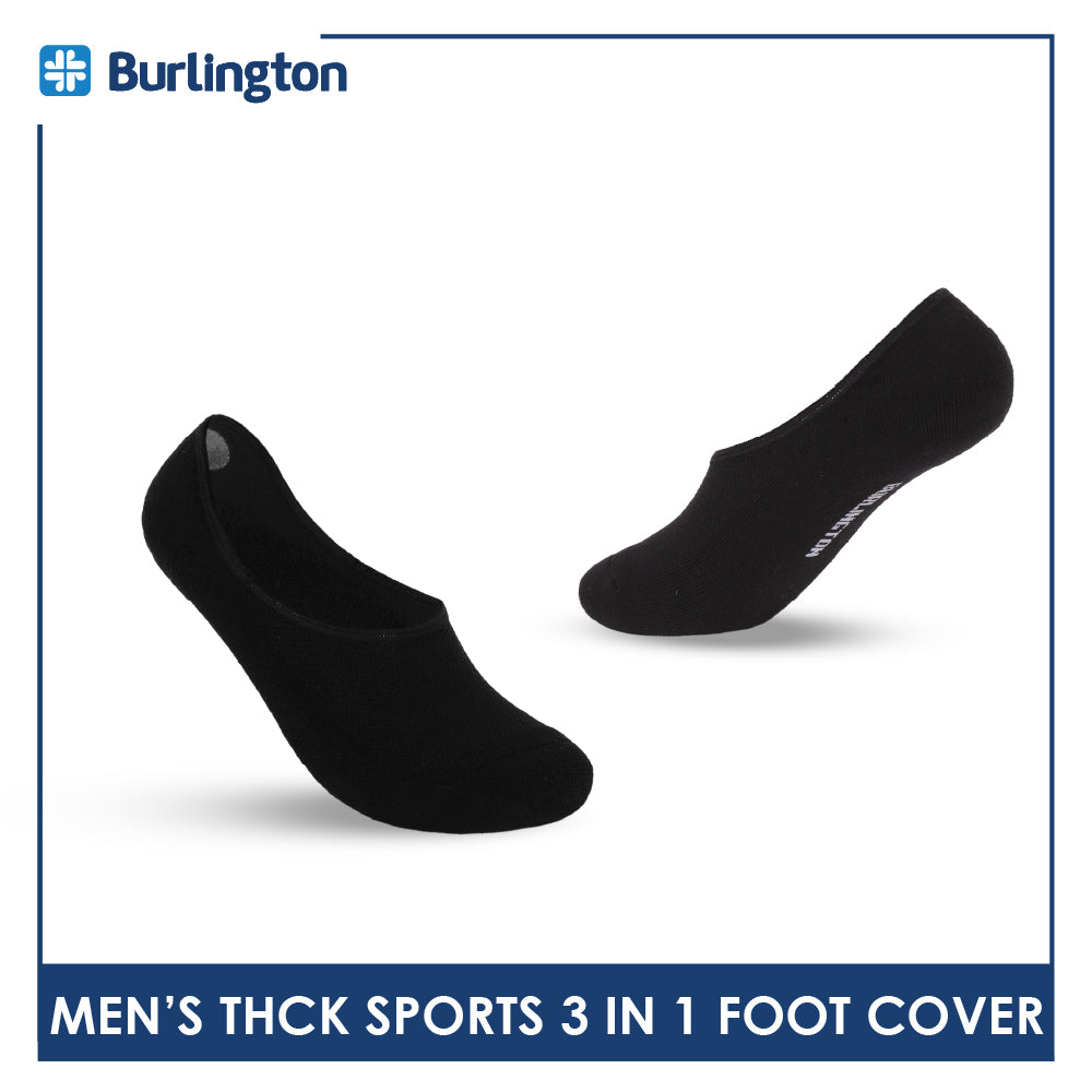 Burlington Men's Cotton Thick Sports Anti Slip Foot Cover 3 pairs in 1 pack BMFCSG2