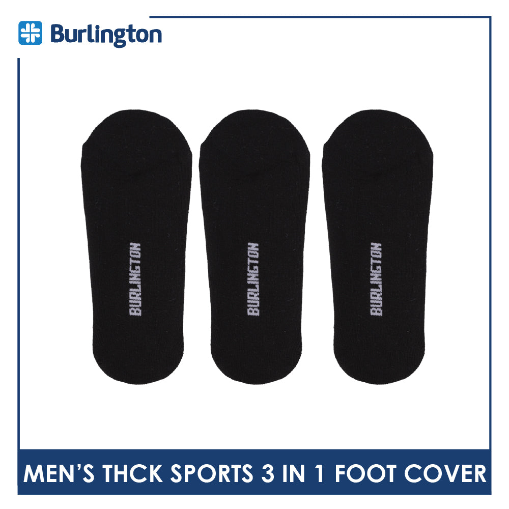 Burlington Men's Cotton Thick Sports Anti Slip Foot Cover 3 pairs in 1 pack BMFCSG2