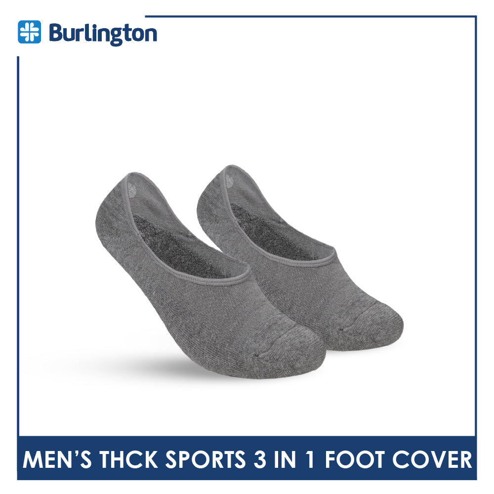 Burlington Men's Cotton Thick Sports Anti Slip Foot Cover 3 pairs in 1 pack BMFCSG2