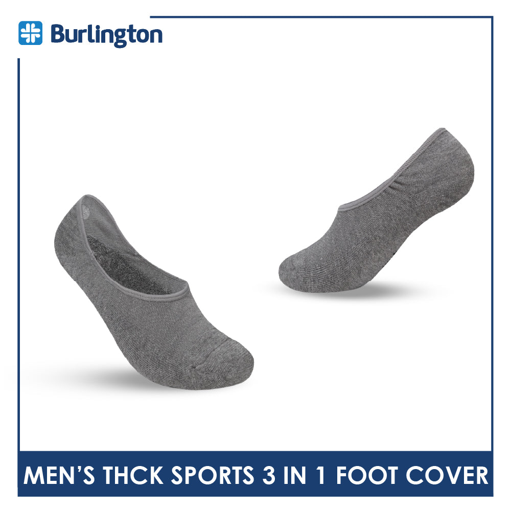Burlington Men's Cotton Thick Sports Anti Slip Foot Cover 3 pairs in 1 pack BMFCSG2