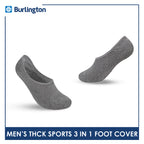 Burlington Men's Cotton Thick Sports Anti Slip Foot Cover 3 pairs in 1 pack BMFCSG2