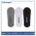 Burlington Men's Cotton Thick Sports Anti Slip Foot Cover 3 pairs in 1 pack BMFCSG2