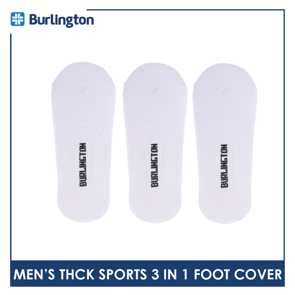 Burlington Men's Cotton Thick Sports Anti Slip Foot Cover 3 pairs in 1 pack BMFCSG2