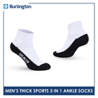 Burlington Men's Cotton Thick Sports Ankle Socks 3 pairs in 1 pack BMKSG22