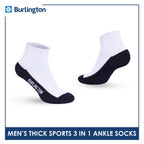 Burlington Men's Cotton Thick Sports Ankle Socks 3 pairs in 1 pack BMKSG22