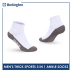 Burlington Men's Cotton Thick Sports Ankle Socks 3 pairs in 1 pack BMKSG22