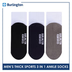 Burlington Men's Cotton Thick Sports Ankle Socks 3 pairs in 1 pack BMKSG22