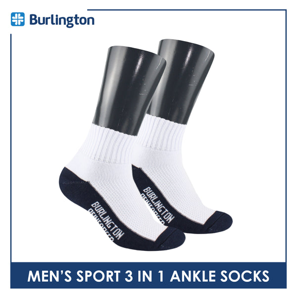 Burlington Men's Cotton Thick Sports Ankle Socks 3 pairs in a pack BMKSG22