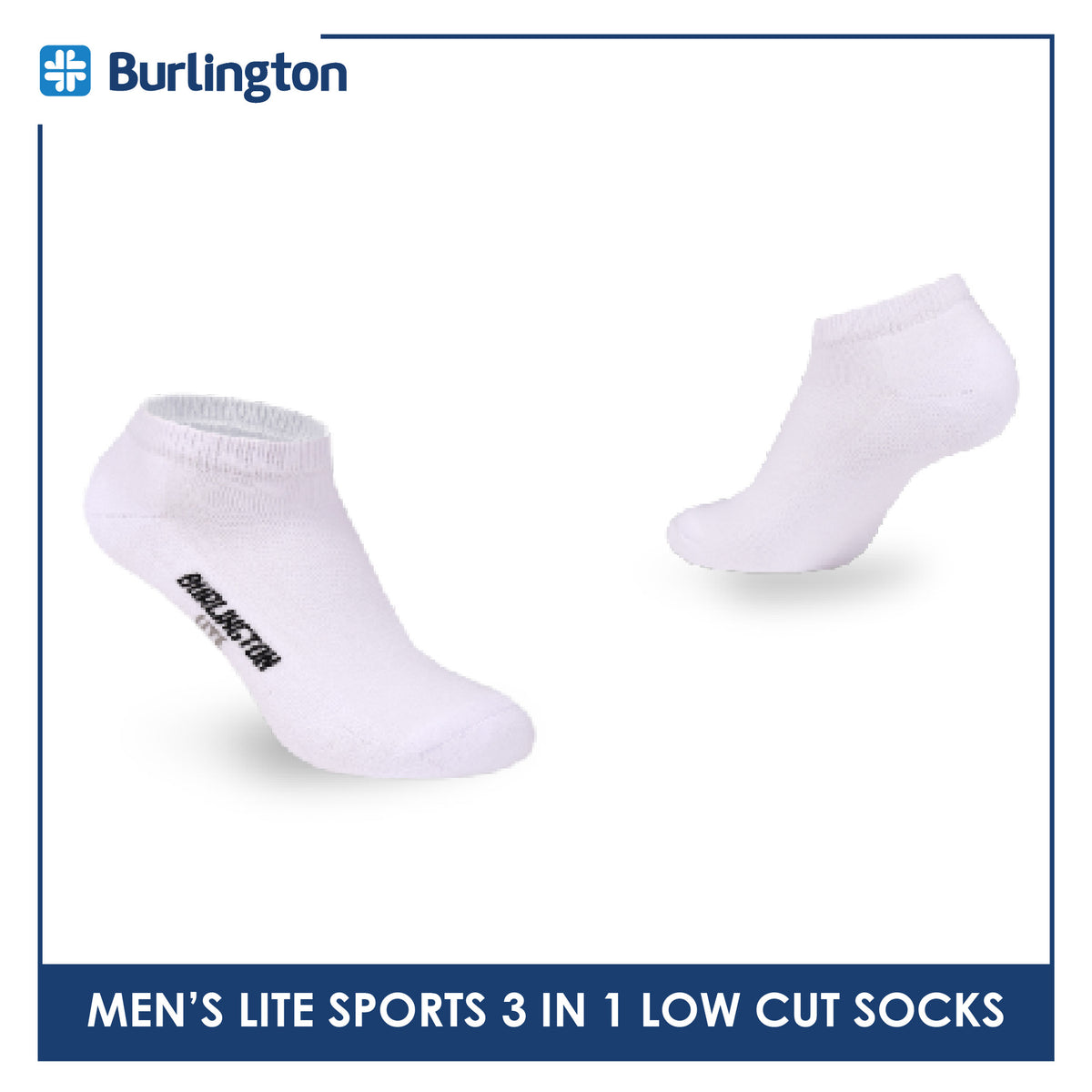 Burlington Men's Lite Thick Sports Half Terry Low Cut Socks 3 pairs in 1 pack BML-219