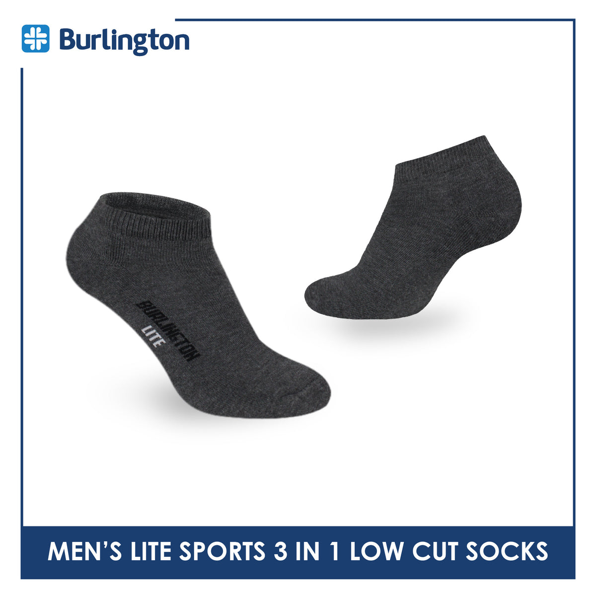 Burlington Men's Lite Thick Sports Half Terry Low Cut Socks 3 pairs in 1 pack BML-219