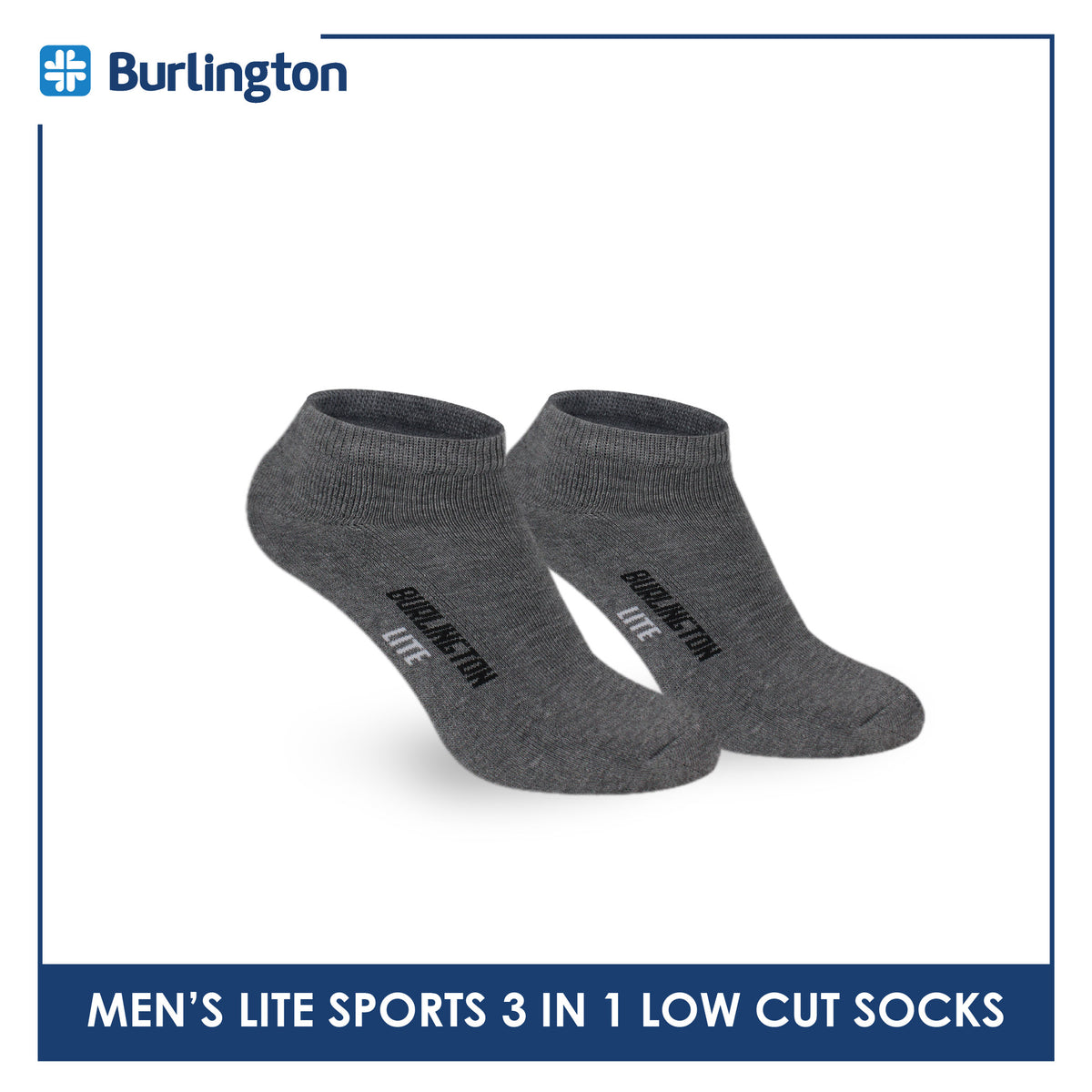Burlington Men's Lite Thick Sports Half Terry Low Cut Socks 3 pairs in 1 pack BML-219