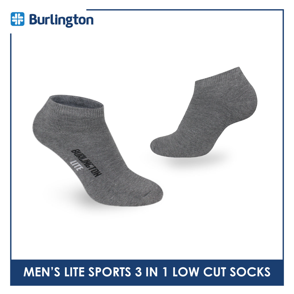 Burlington Men's Lite Thick Sports Half Terry Low Cut Socks 3 pairs in 1 pack BML-219
