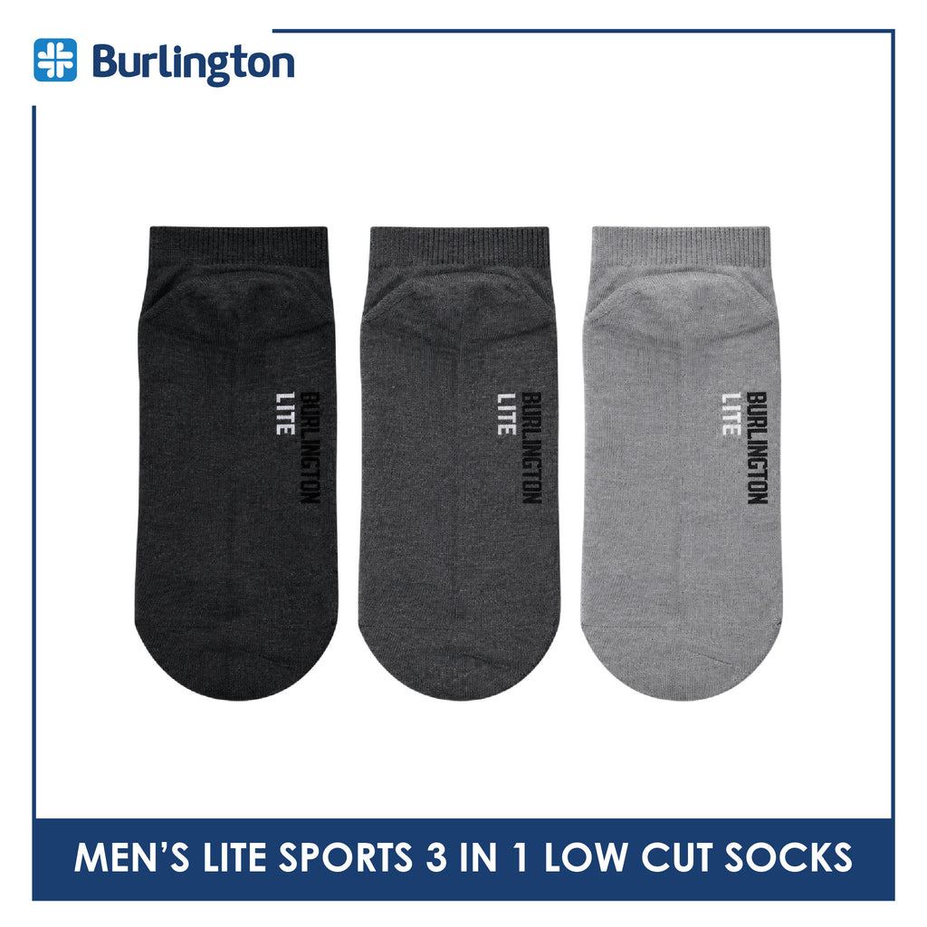 Burlington Men's Lite Thick Sports Half Terry Low Cut Socks 3 pairs in 1 pack BML-219