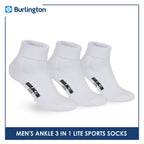 Burlington Men's Cotton Lite Sports Half Terry Performance Ankle Socks 3 pairs in a pack BML-222