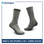 Burlington Men's Cotton Thick Sports Half Terry Performance Crew Socks 3 pairs in a pack BML-223