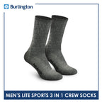 Burlington Men's Cotton Thick Sports Half Terry Performance Crew Socks 3 pairs in a pack BML-223