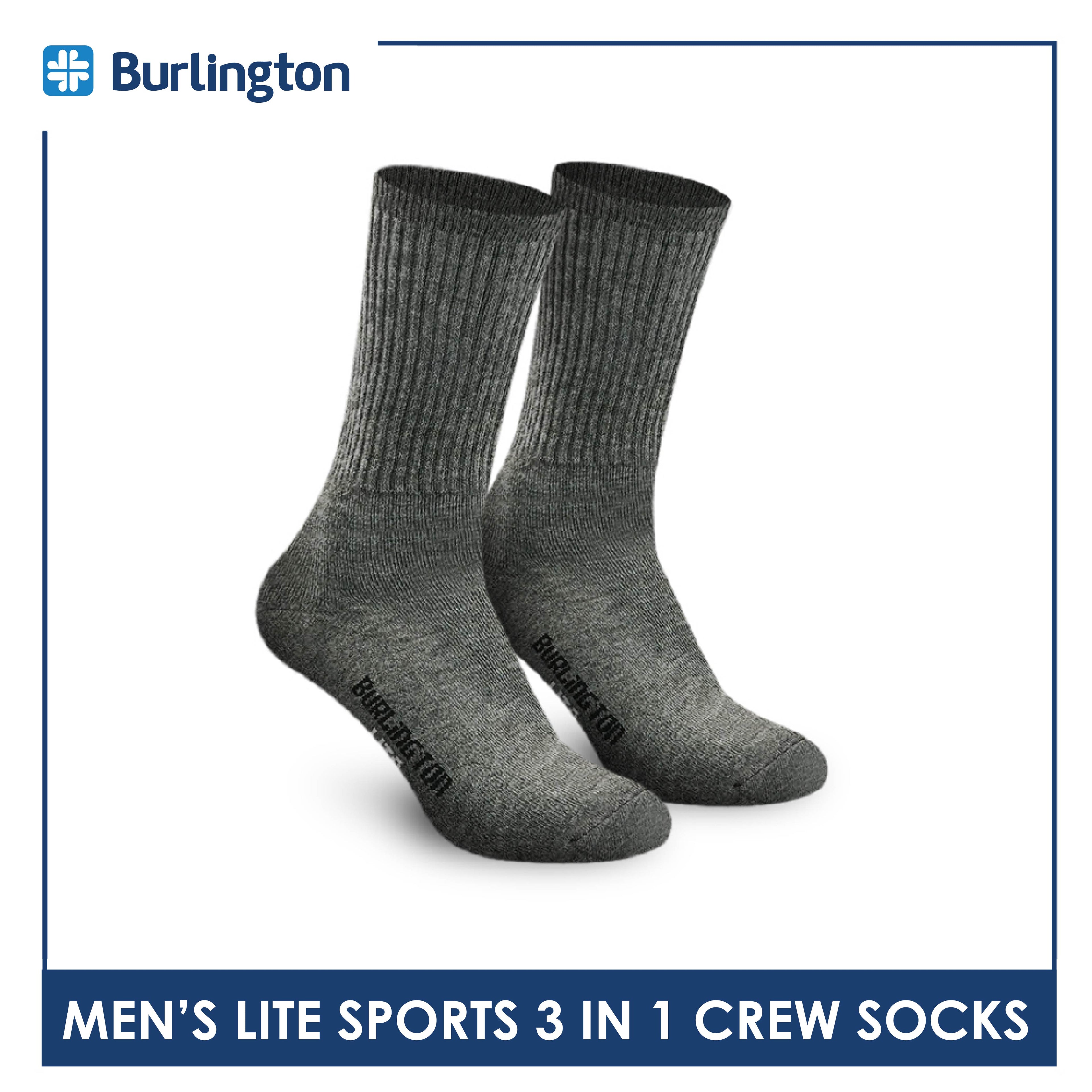 Burlington Men's Cotton Thick Sports Half Terry Performance Crew Socks 3 pairs in a pack BML-223