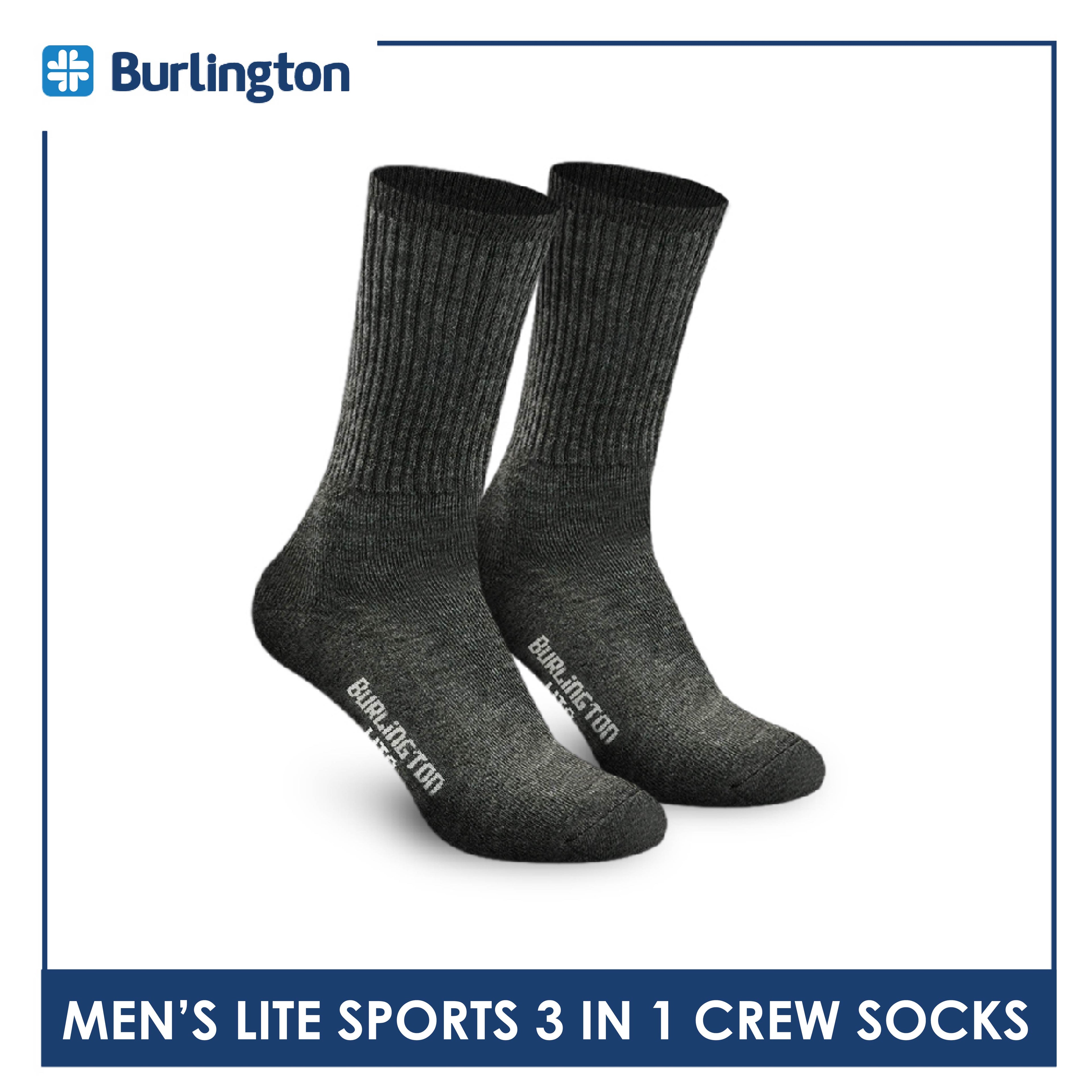 Burlington Men's Cotton Thick Sports Half Terry Performance Crew Socks 3 pairs in a pack BML-223