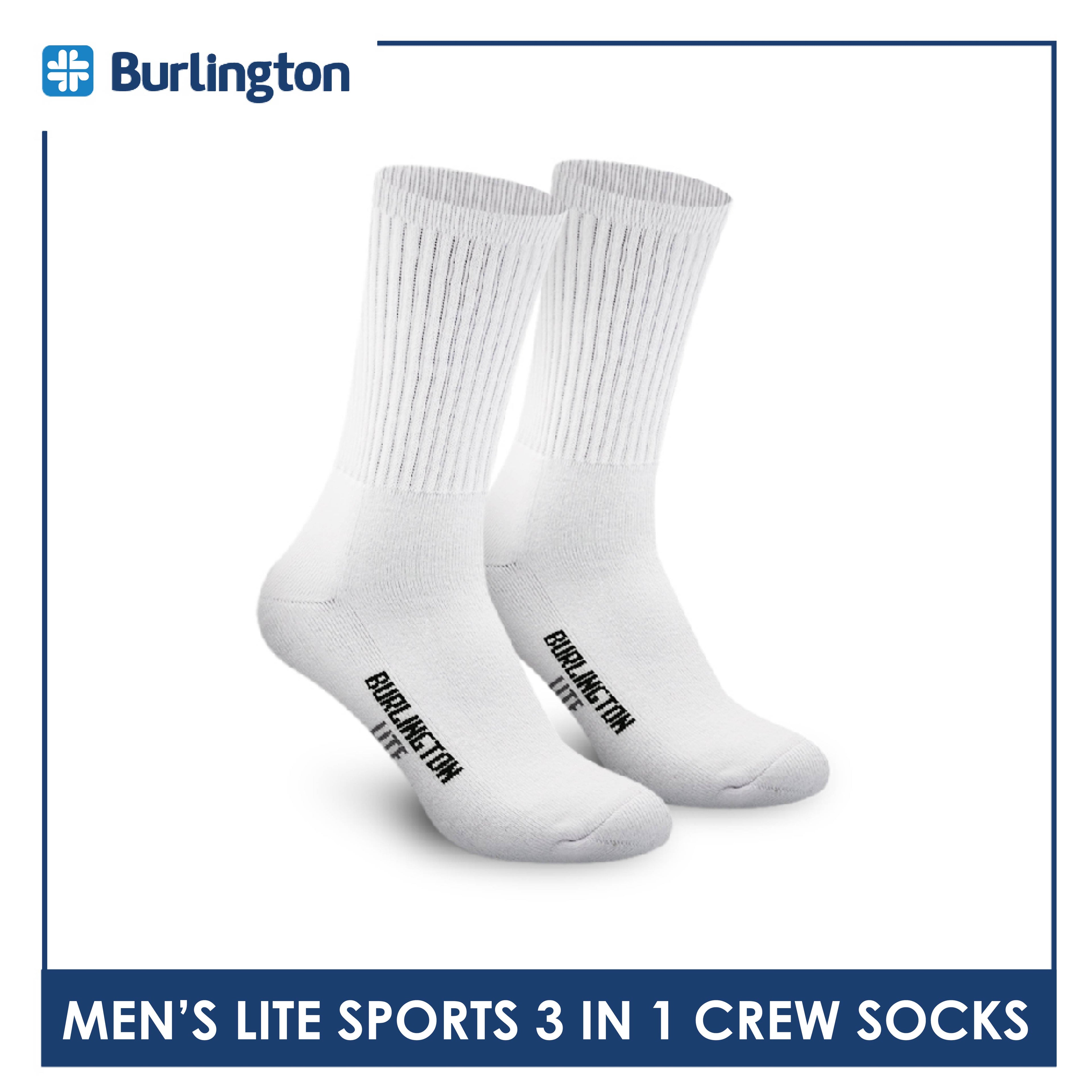 Burlington Men's Cotton Thick Sports Half Terry Performance Crew Socks 3 pairs in a pack BML-223