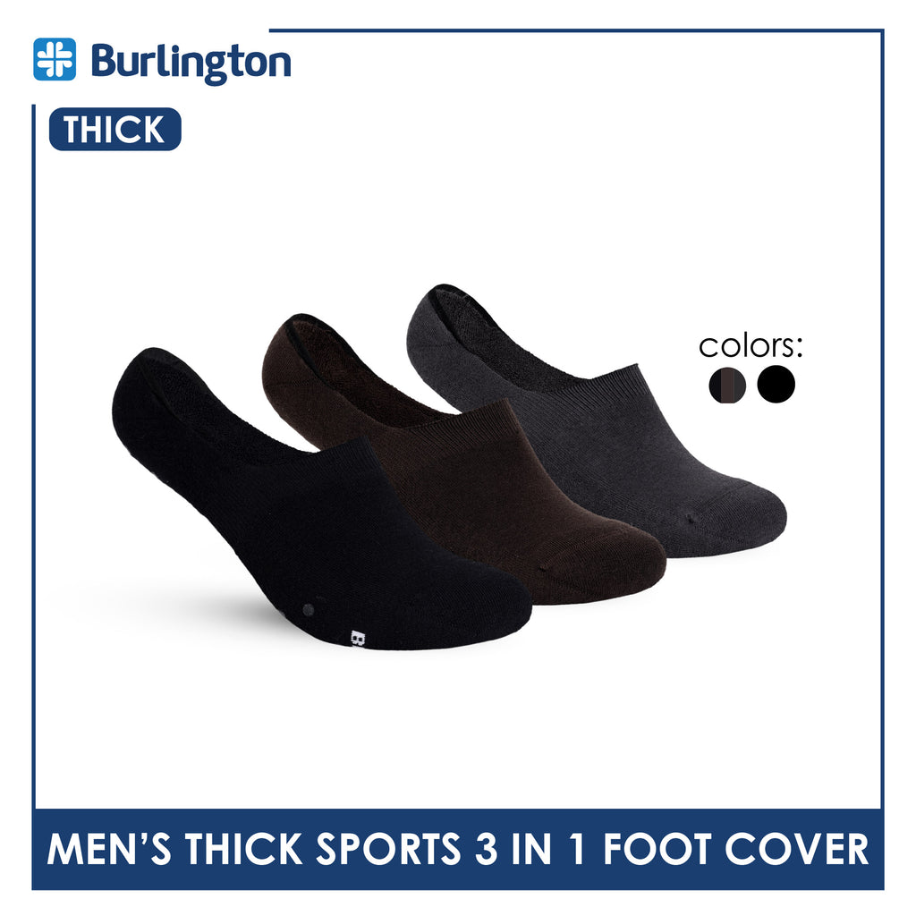 Burlington Men's Cotton Thick Sports Foot Cover 3 pairs in a pack BMSFG3