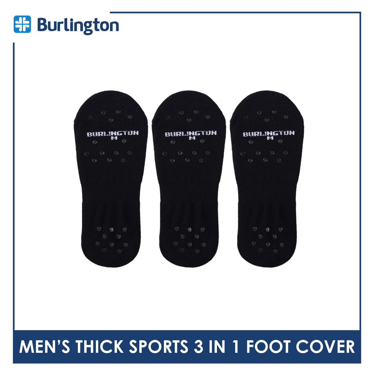 Burlington Men's Cotton Thick Sports Foot Cover 3 pairs in a pack BMSFG3