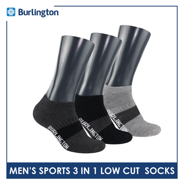 Burlington Men's Cotton Thick Sports Low Cut Socks 3 pairs in a pack BMSKG7