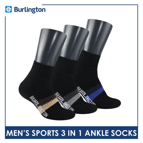 Burlington Men's Cotton Thick Sports Ankle Socks 3 pairs in a pack BMSKG8