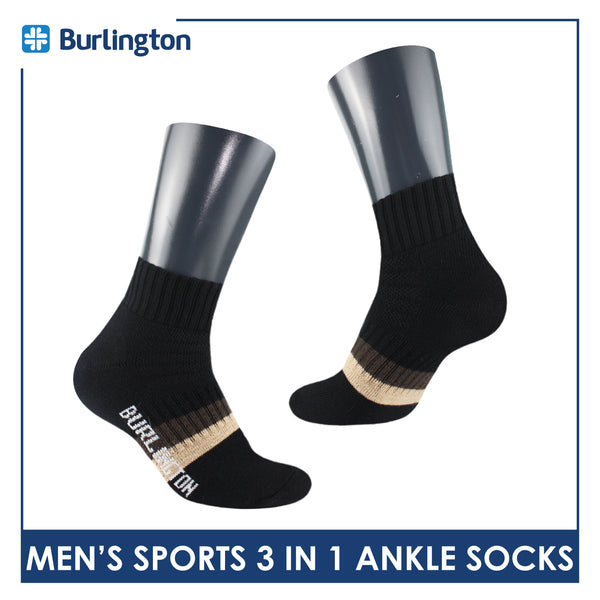 Burlington Men's Cotton Thick Sports Ankle Socks 3 pairs in a pack BMSKG8