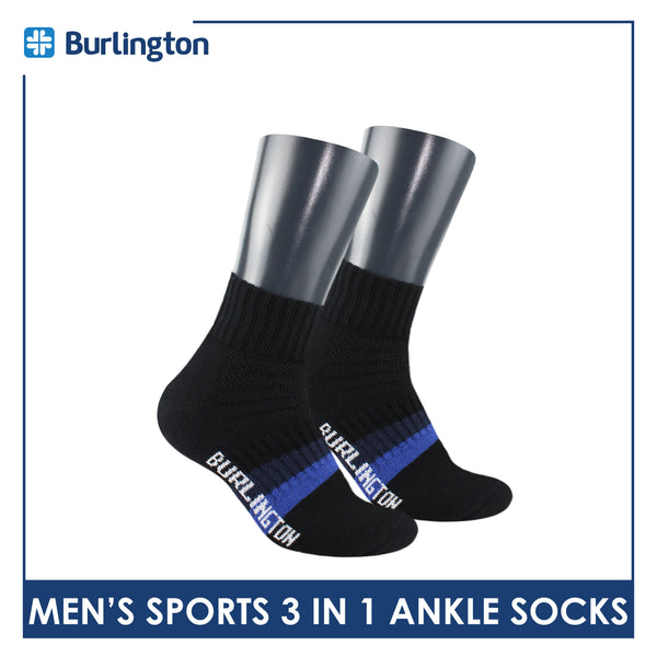 Burlington Men's Cotton Thick Sports Ankle Socks 3 pairs in a pack BMSKG8