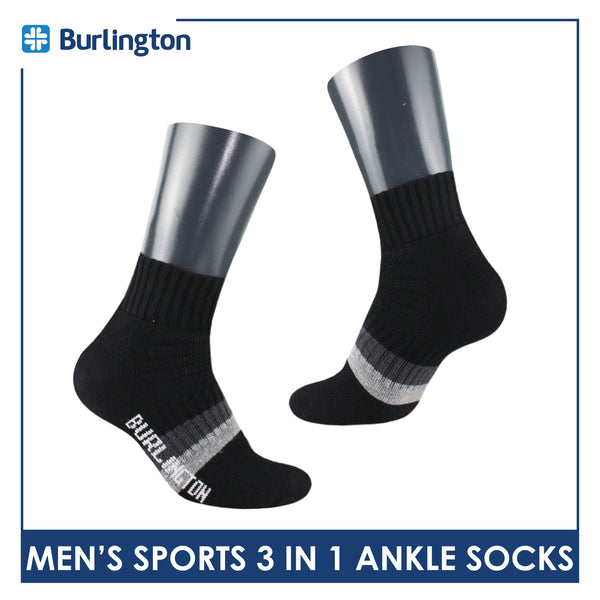 Burlington Men's Cotton Thick Sports Ankle Socks 3 pairs in a pack BMSKG8