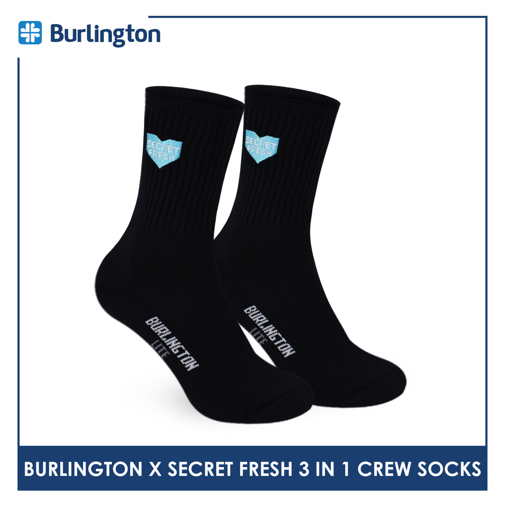 Burlington Men's Cotton Lite Sports Crew 3 pairs in a pack Socks X Secret Fresh BMSSE1101