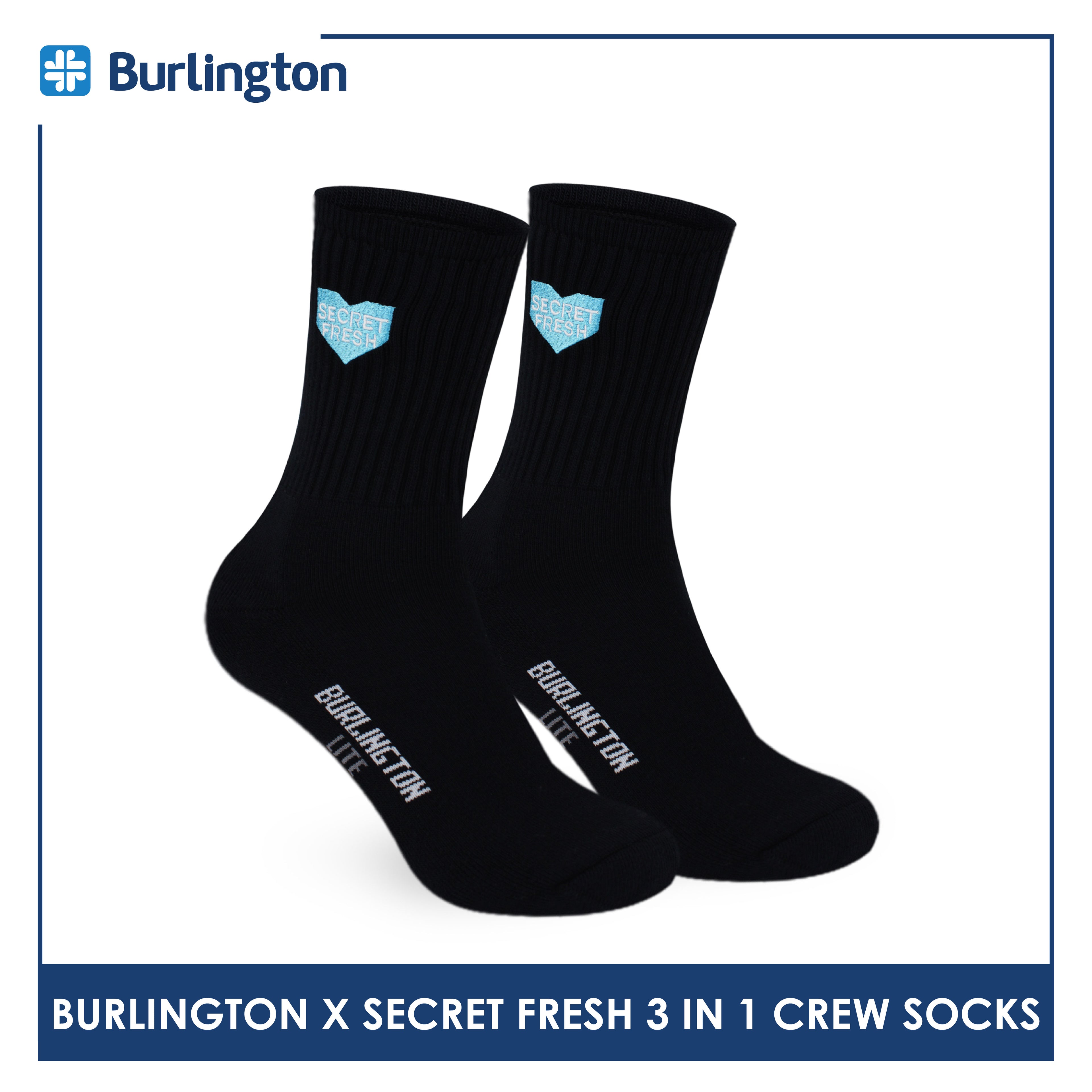 Burlington Men's Cotton Lite Sports Crew 3 pairs in a pack Socks X Secret Fresh BMSSE1101