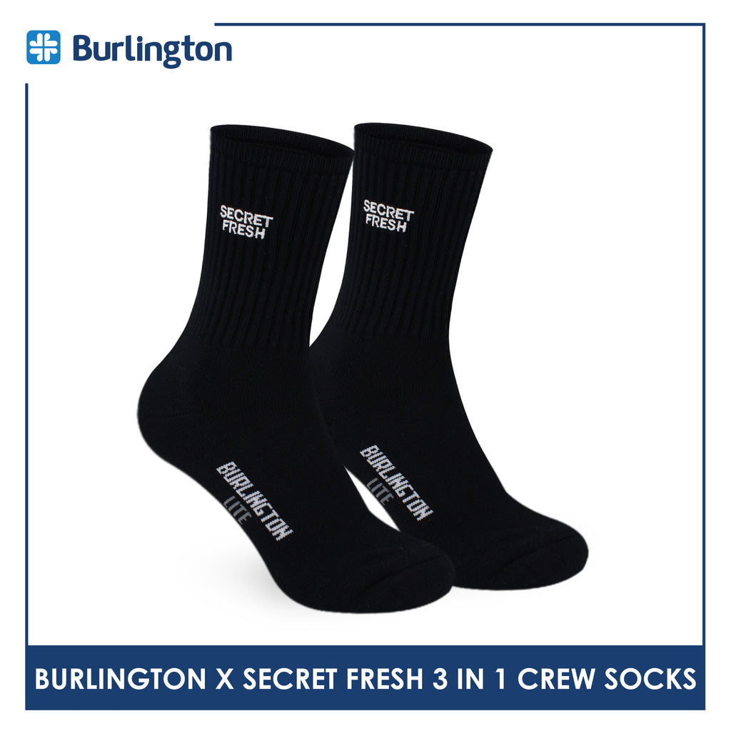 Burlington Men's Cotton Lite Sports Crew 3 pairs in a pack Socks X Secret Fresh BMSSE1101