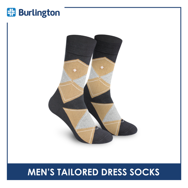 Burlington Men's Tailored Embroidered Dress Crew Socks 1 pair BMTE1301