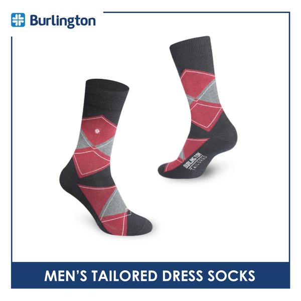 Burlington Men's Tailored Embroidered Dress Crew Socks 1 pair BMTE1301