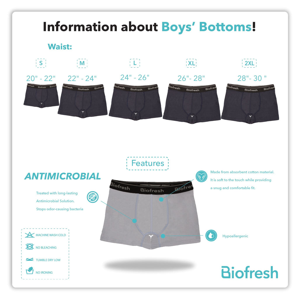 Biofresh Boys' Antimicrobial Cotton Boxer Brief 3 pieces in a pack UCBBG13