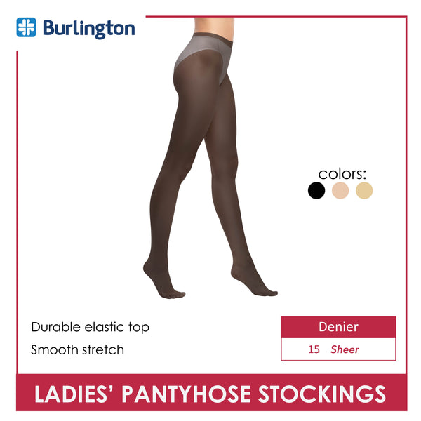 Burlington Ladies’ Light Support Smooth Stretch Pantyhose Stockings 15 Denier 1 pair BSP 15