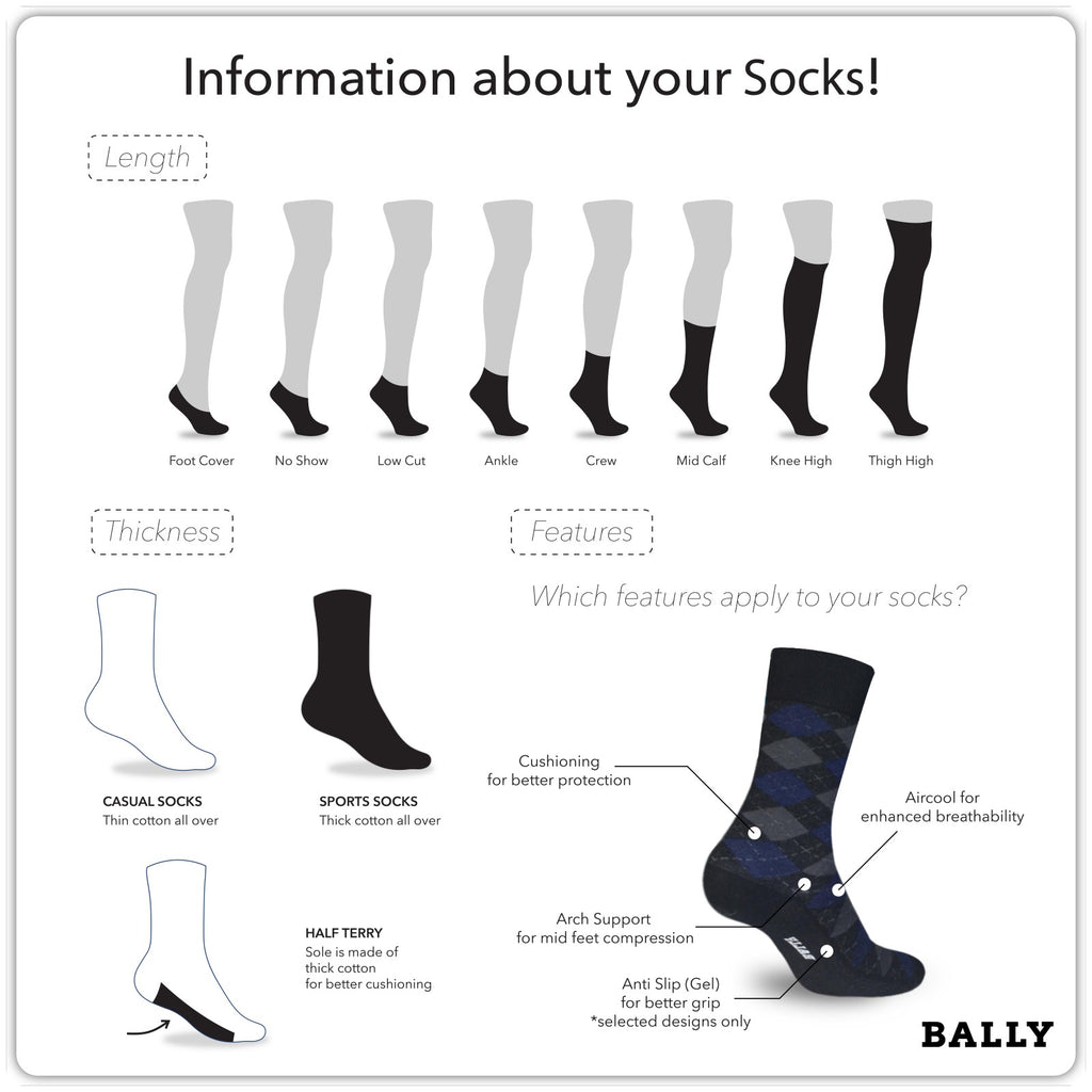 Bally Men's Premium Mercerized Light Performance Dress Crew Socks 1 pair YMM3101