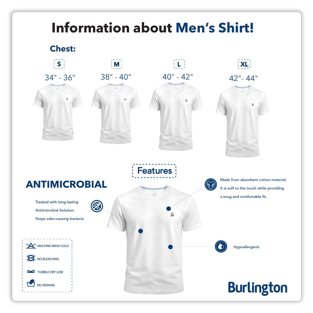 Burlington Men’s Cotton Embroidered Bearlington Collection Roundneck Shirt 1pc TBMESR3
