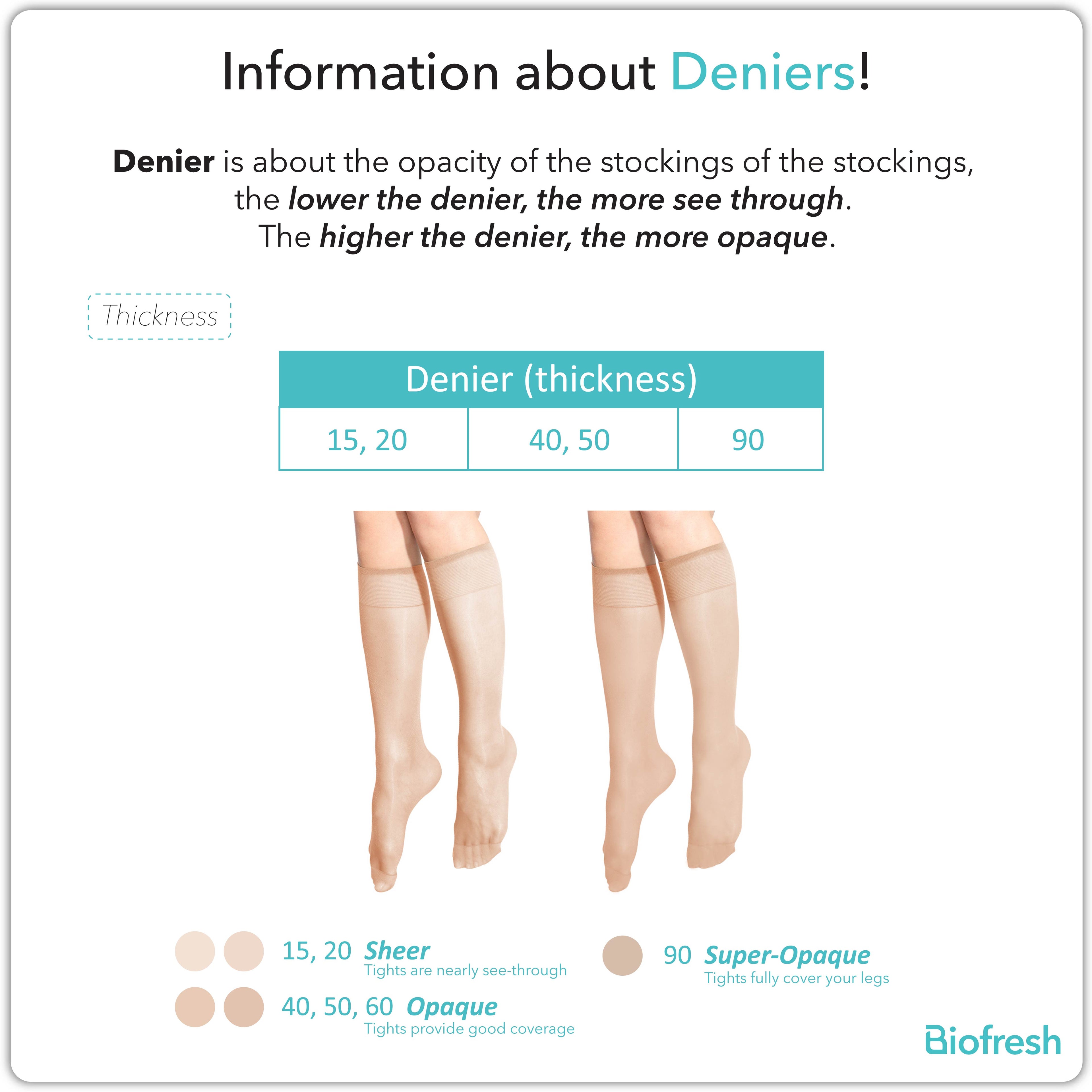 Biofresh RSKHG50 Ladies' Antimicrobial Elastic Band Knee High Stockings 50 Denier