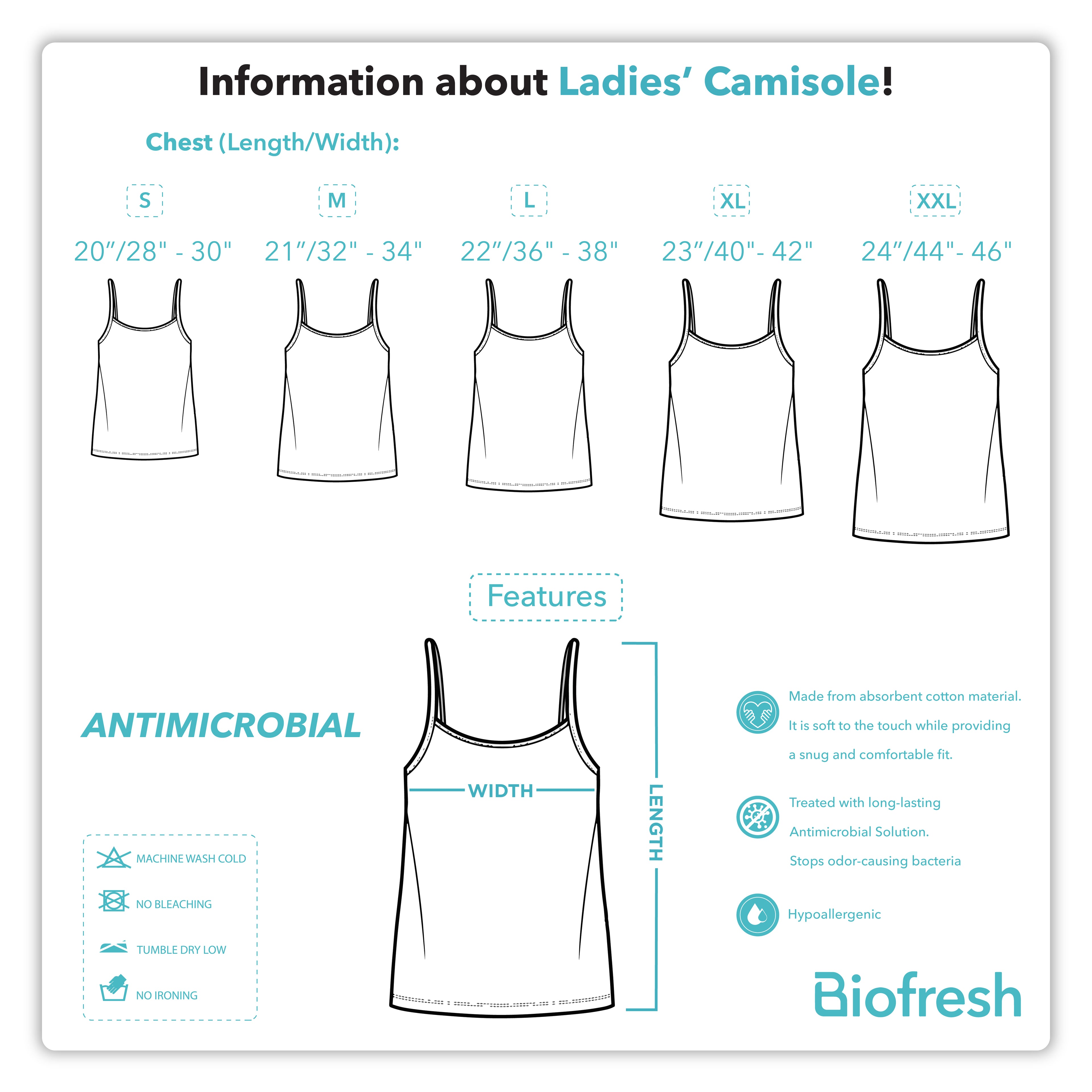 Biofresh Ladies' Antimicrobial Cotton Camisole 1 piece ULSC1