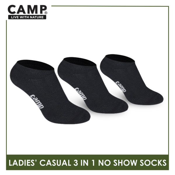 Camp Ladies' Cotton Lite Casual No Show Socks 3 pairs in a pack CLC0
