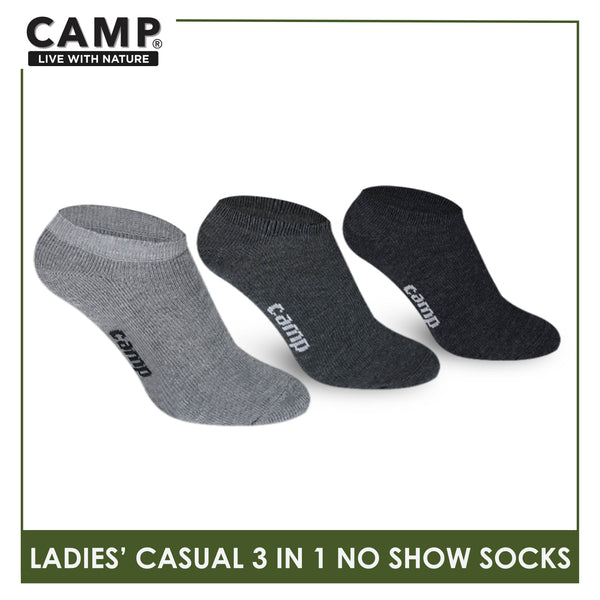 Camp Ladies' Cotton Lite Casual No Show Socks 3 pairs in a pack CLC0