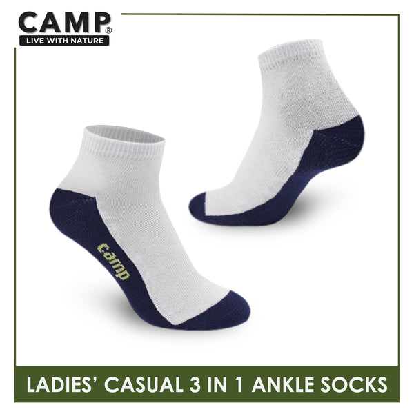 Camp Ladies' Cotton Lite Casual Ankle Socks 3 pairs in a pack CLC5