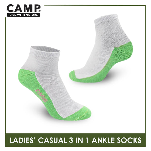Camp Ladies' Cotton Lite Casual Ankle Socks 3 pairs in a pack CLC5