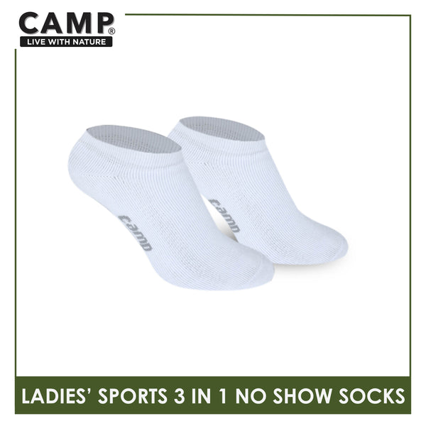 Camp Ladies' Cotton Thick Sports No Show Socks 3 pairs in a pack CLS0