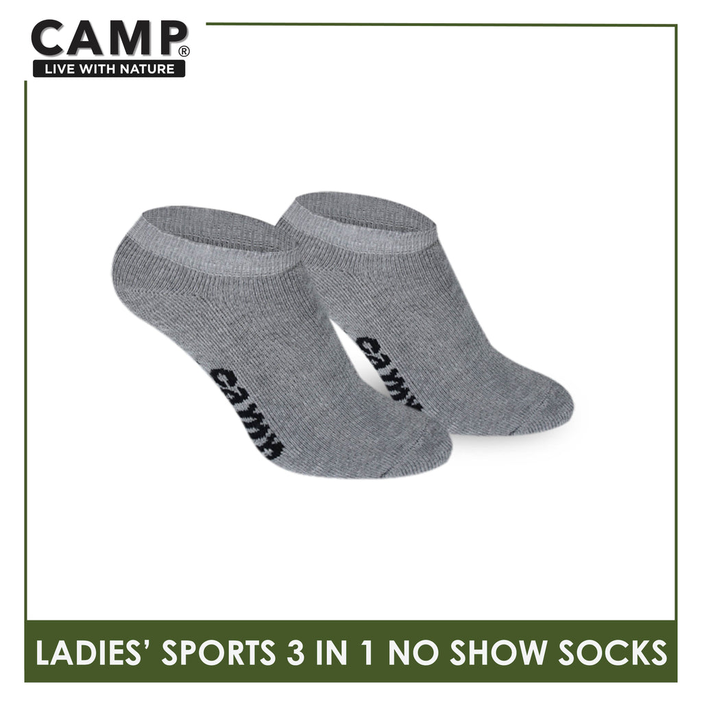 Camp Ladies' Cotton Thick Sports No Show Socks 3 pairs in a pack CLS0