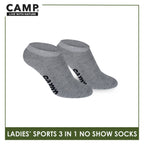 Camp Ladies' Cotton Thick Sports No Show Socks 3 pairs in a pack CLS0